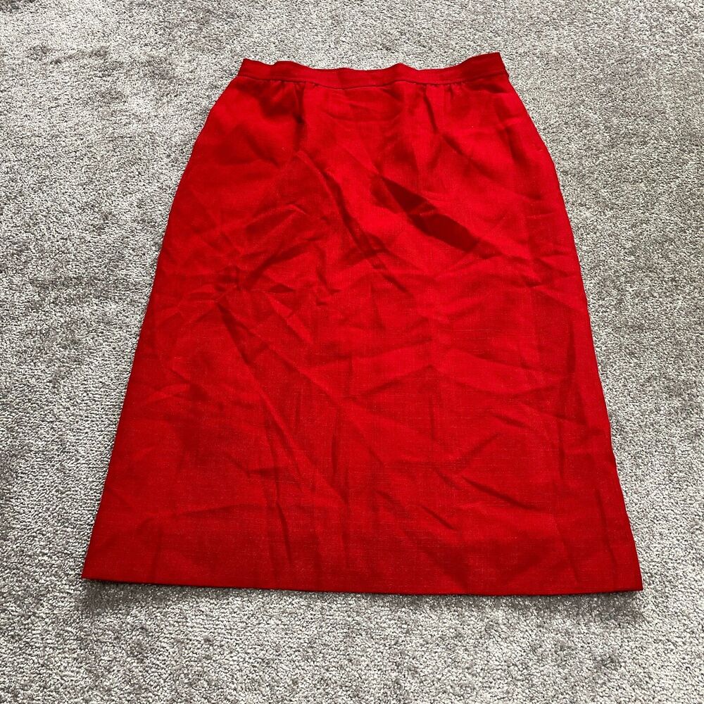 JG Hook Skirt Womens 16 Red A Line Solid Button Ladies Midi Office Work Party